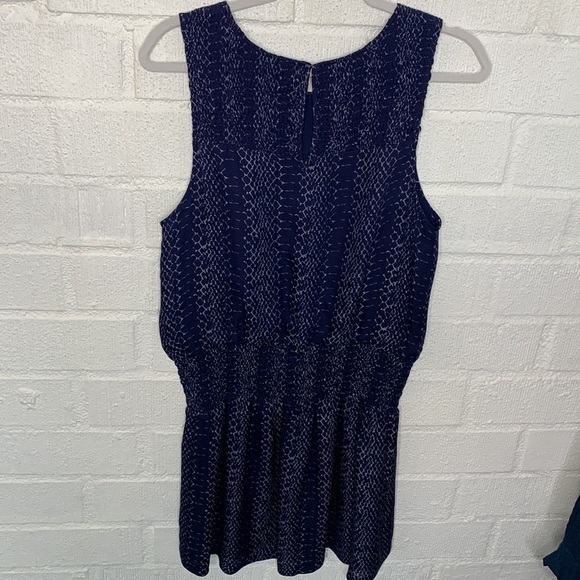 Joie Snake Print Smoked Navy Blue Sleeveless Silk Mini Dress size Medium - Picture 8 of 9